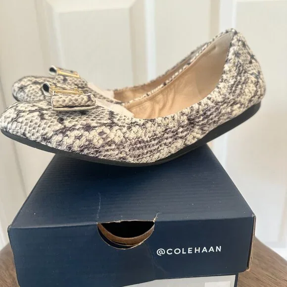 Cole Haan Tali Bow Ballet Flats - NTRL Python LTHR - Size 8 - Picture 5 of 9
